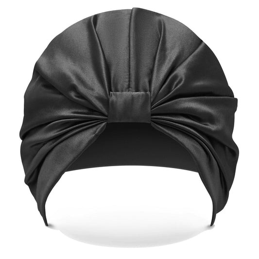 luxury black silk sleeping turban sleeping cap mulberry silk hair care skincare health wellness hudson valley